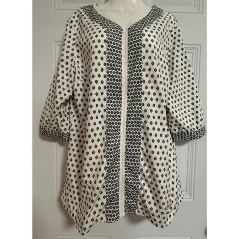 Blair‎ Women's Blouse Tunic SZ Large Bohemian Chic Resort Aloha